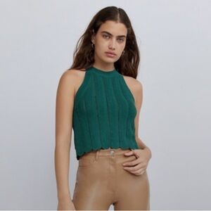 Aritzia Wilfred Knit Halter Tank Sauve Green